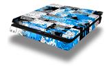Vinyl Decal Skin Wrap compatible with Sony PlayStation 4 Slim Console Checker Skull Splatter Blue (PS4 NOT INCLUDED)