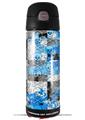 Skin Decal Wrap for Thermos Funtainer 16oz Bottle Checker Skull Splatter Blue (BOTTLE NOT INCLUDED) by WraptorSkinz