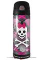 Skin Decal Wrap for Thermos Funtainer 16oz Bottle Princess Skull Heart Pink (BOTTLE NOT INCLUDED) by WraptorSkinz
