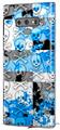 Decal style Skin Wrap compatible with Samsung Galaxy Note 9 Checker Skull Splatter Blue