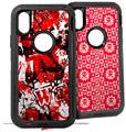 2x Decal style Skin Wrap Set compatible with Otterbox Defender iPhone X and Xs Case - Red Graffiti (CASE NOT INCLUDED)