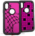 2x Decal style Skin Wrap Set compatible with Otterbox Defender iPhone X and Xs Case - Ripped Fishnets Pink (CASE NOT INCLUDED)