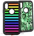2x Decal style Skin Wrap Set compatible with Otterbox Defender iPhone X and Xs Case - Stripes Rainbow (CASE NOT INCLUDED)