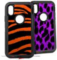 2x Decal style Skin Wrap Set compatible with Otterbox Defender iPhone X and Xs Case - Zebra Orange (CASE NOT INCLUDED)