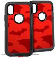2x Decal style Skin Wrap Set compatible with Otterbox Defender iPhone X and Xs Case - Deathrock Bats Red (CASE NOT INCLUDED)