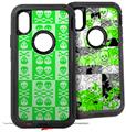 2x Decal style Skin Wrap Set compatible with Otterbox Defender iPhone X and Xs Case - Skull And Crossbones Pattern Green (CASE NOT INCLUDED)