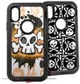 2x Decal style Skin Wrap Set compatible with Otterbox Defender iPhone X and Xs Case - Cartoon Skull Orange (CASE NOT INCLUDED)
