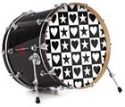Vinyl Decal Skin Wrap for 22" Bass Kick Drum Head Hearts And Stars Black and White - DRUM HEAD NOT INCLUDED