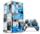WraptorSkinz Skin Wrap compatible with the 2020 XBOX Series X Console and Controller Checker Skull Splatter Blue (XBOX NOT INCLUDED)