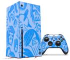 WraptorSkinz Skin Wrap compatible with the 2020 XBOX Series X Console and Controller Skull Sketches Blue (XBOX NOT INCLUDED)