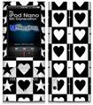 iPod Nano 5G Skin - Hearts And Stars Black and White
