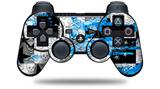 Sony PS3 Controller Decal Style Skin - Checker Skull Splatter Blue (CONTROLLER NOT INCLUDED)