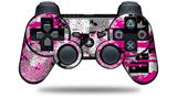 Sony PS3 Controller Decal Style Skin - Checker Skull Splatter Pink (CONTROLLER NOT INCLUDED)