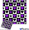 Decal Skin compatible with Sony PS3 Slim Purple Hearts And Stars