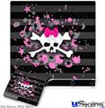 Decal Skin compatible with Sony PS3 Slim Pink Bow Skull