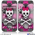 iPhone 4 Decal Style Vinyl Skin - Princess Skull Heart (DOES NOT fit newer iPhone 4S)