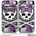 iPhone 4 Decal Style Vinyl Skin - Princess Skull Purple (DOES NOT fit newer iPhone 4S)