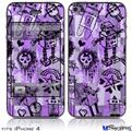 iPhone 4 Decal Style Vinyl Skin - Scene Kid Sketches Purple (DOES NOT fit newer iPhone 4S)