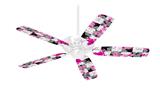 Checker Skull Splatter Pink - Ceiling Fan Skin Kit fits most 42 inch fans (FAN and BLADES SOLD SEPARATELY)