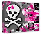 Gallery Wrapped 11x14x1.5 Canvas Art - Girly Pink Bow Skull