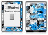 Checker Skull Splatter Blue - Decal Style Skin (fits 4th Gen Kindle with 6inch display and no keyboard)