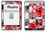 Checker Skull Splatter Red - Decal Style Skin (fits 4th Gen Kindle with 6inch display and no keyboard)