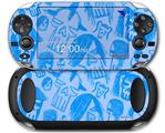 Skull Sketches Blue - Decal Style Skin fits Sony PS Vita