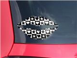 Lips Decal 9x5.5 Hearts And Stars Black and White
