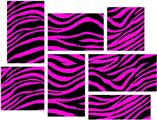 Pink Zebra - 7 Piece Fabric Peel and Stick Wall Skin Art (50x38 inches)
