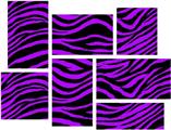 Purple Zebra - 7 Piece Fabric Peel and Stick Wall Skin Art (50x38 inches)