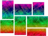 Rainbow Butterflies - 7 Piece Fabric Peel and Stick Wall Skin Art (50x38 inches)