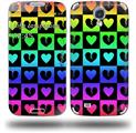 Love Heart Checkers Rainbow - Decal Style Skin (fits Samsung Galaxy S IV S4)