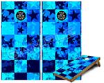 Cornhole Game Board Vinyl Skin Wrap Kit - Premium Laminated - Blue Star Checkers fits 24x48 game boards (GAMEBOARDS NOT INCLUDED)