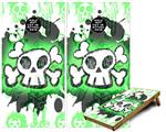 Cornhole Game Board Vinyl Skin Wrap Kit - Premium Laminated - Cartoon Skull Green fits 24x48 game boards (GAMEBOARDS NOT INCLUDED)