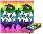 Cornhole Game Board Vinyl Skin Wrap Kit - Premium Laminated - Cartoon Skull Rainbow fits 24x48 game boards (GAMEBOARDS NOT INCLUDED)