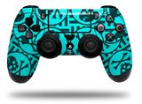WraptorSkinz Skin compatible with Sony PS4 Dualshock Controller PlayStation 4 Original Slim and Pro Skull Patch Pattern Blue (CONTROLLER NOT INCLUDED)