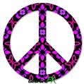 Pink Floral - Peace Sign Car Window Decal 6 x 6 inches