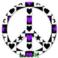 Purple Hearts And Stars - Peace Sign Car Window Decal 6 x 6 inches