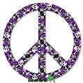 Splatter Girly Skull Purple - Peace Sign Car Window Decal 6 x 6 inches