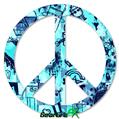 Scene Kid Sketches Blue - Peace Sign Car Window Decal 6 x 6 inches