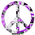 Purple Checker Skull Splatter - Peace Sign Car Window Decal 6 x 6 inches