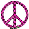 Pink Checkerboard Sketches - Peace Sign Car Window Decal 6 x 6 inches
