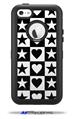 Hearts And Stars Black and White - Decal Style Vinyl Skin fits Otterbox Defender iPhone 5C Case (CASE SOLD SEPARATELY)