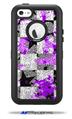 Purple Checker Skull Splatter - Decal Style Vinyl Skin fits Otterbox Defender iPhone 5C Case (CASE SOLD SEPARATELY)