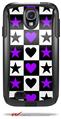 Purple Hearts And Stars - Decal Style Vinyl Skin fits Otterbox Commuter Case for Samsung Galaxy S4 (CASE SOLD SEPARATELY)