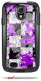 Purple Checker Skull Splatter - Decal Style Vinyl Skin fits Otterbox Commuter Case for Samsung Galaxy S4 (CASE SOLD SEPARATELY)