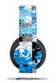 Vinyl Decal Skin Wrap compatible with Original Sony PlayStation 4 Gold Wireless Headphones Checker Skull Splatter Blue (PS4 HEADPHONES  NOT INCLUDED)