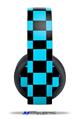 Vinyl Decal Skin Wrap compatible with Original Sony PlayStation 4 Gold Wireless Headphones Checkers Blue (PS4 HEADPHONES  NOT INCLUDED)