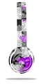 Skin Decal Wrap compatible with Beats Solo 2 WIRED Headphones Purple Checker Skull Splatter (HEADPHONES NOT INCLUDED)