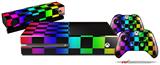 Rainbow Checkerboard - Holiday Bundle Decal Style Skin fits XBOX One Console Original, Kinect and 2 Controllers (XBOX SYSTEM NOT INCLUDED)